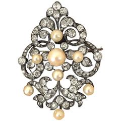 Elegant Victorian Pearl and Diamond Brooch/Pendant 7