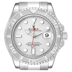 Used Rolex Yachtmaster Steel Platinum Dial Platinum Bezel Mens Watch 16622 Box Papers