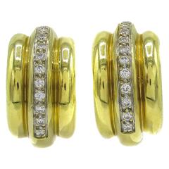 Diamond Gold Huggie Ear Clips 9