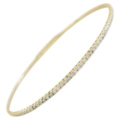 Bracelet jonc souple en or jaune 14 carats avec diamants de 1,25 carat