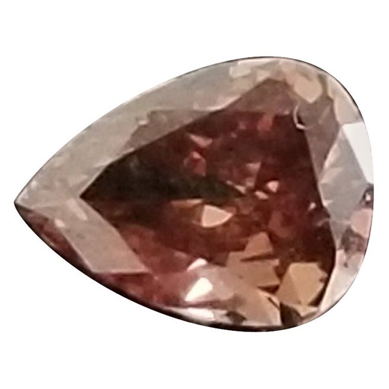 GIA 0.15 Carat Natural Fancy Deep Orange Brown Pear Shape Loose Diamond For Sale