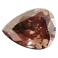 GIA 0.15 Carat Natural Fancy Deep Orange Brown Pear Shape Loose Diamond