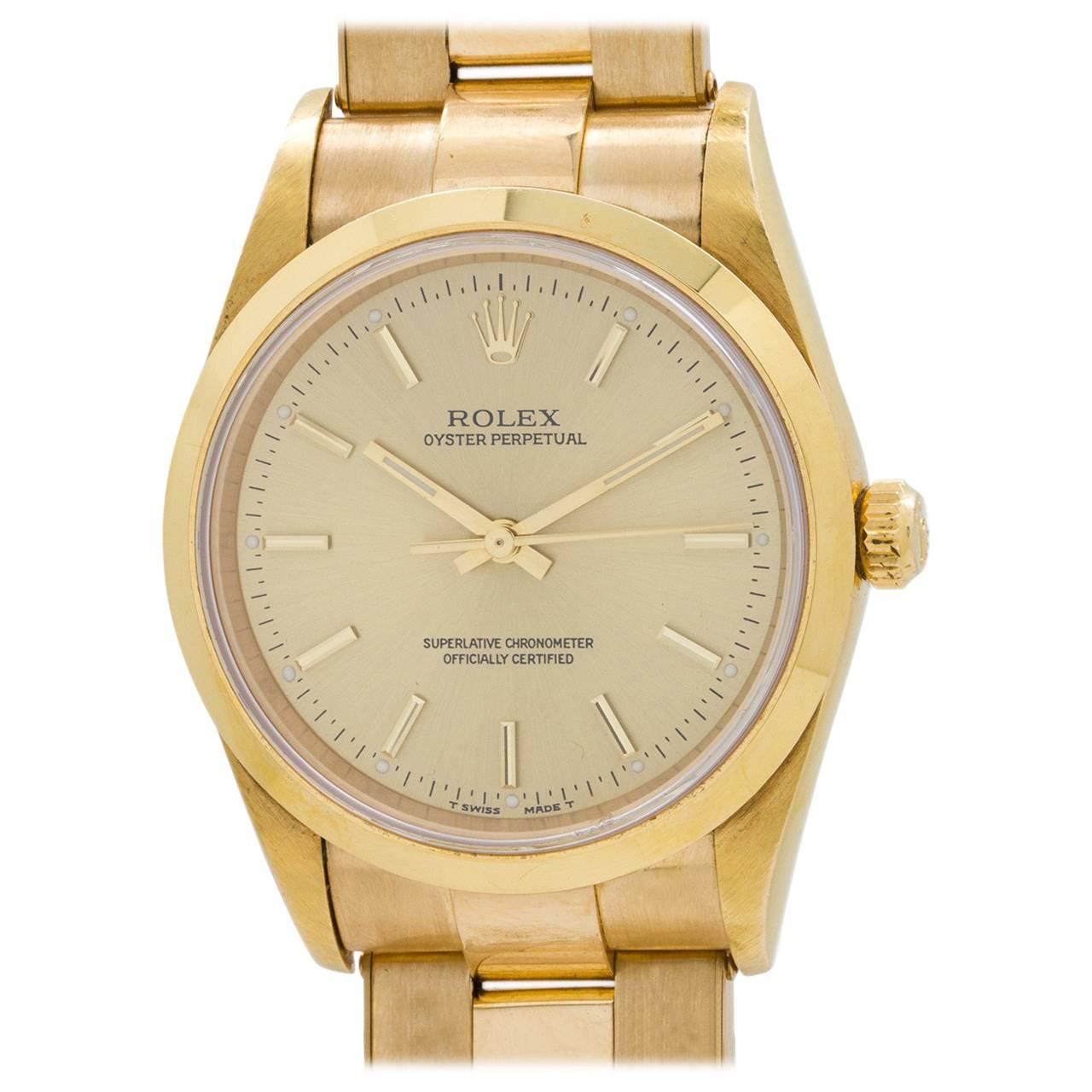 Rolex Yellow Gold Oyster Perpetual Automatic Wristwatch Ref 14208 1997