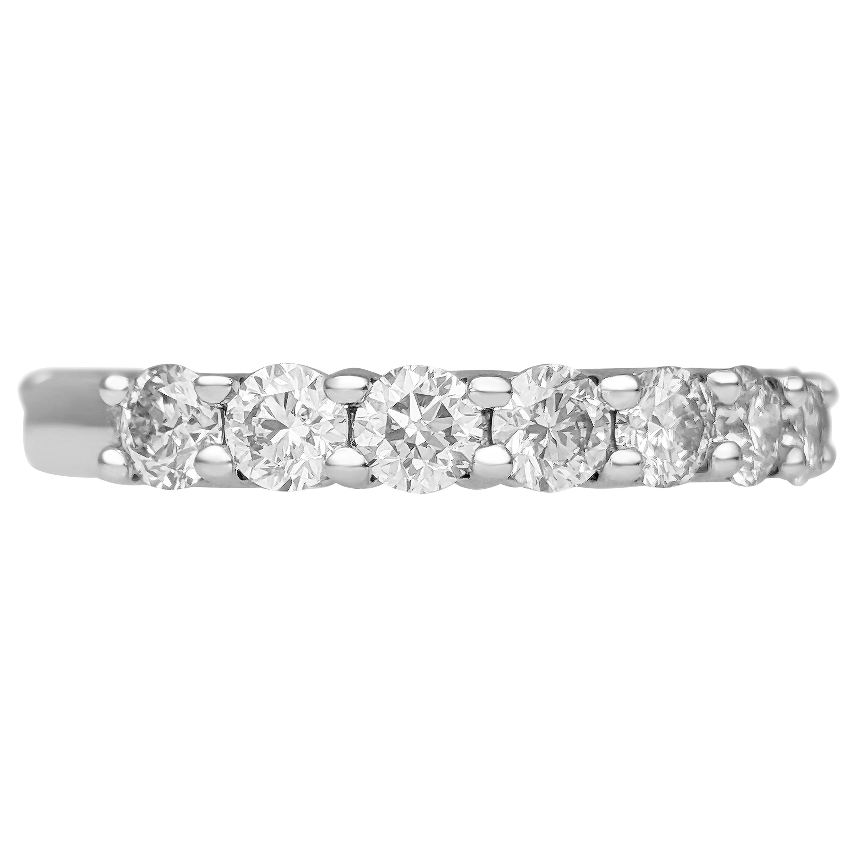 $1 NO RESERVE! - 2.12cttw Diamonds Half Eternity, 14 Karat White Gold Ring