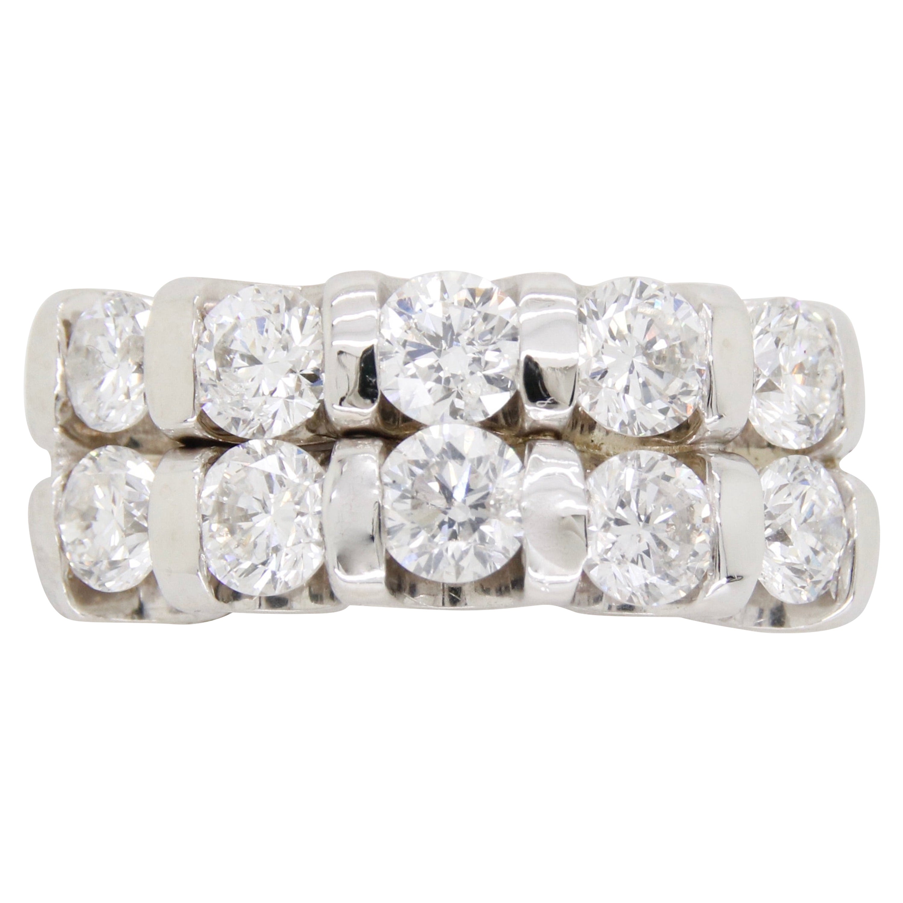 Two-Row Diamond Band Ring For Sale