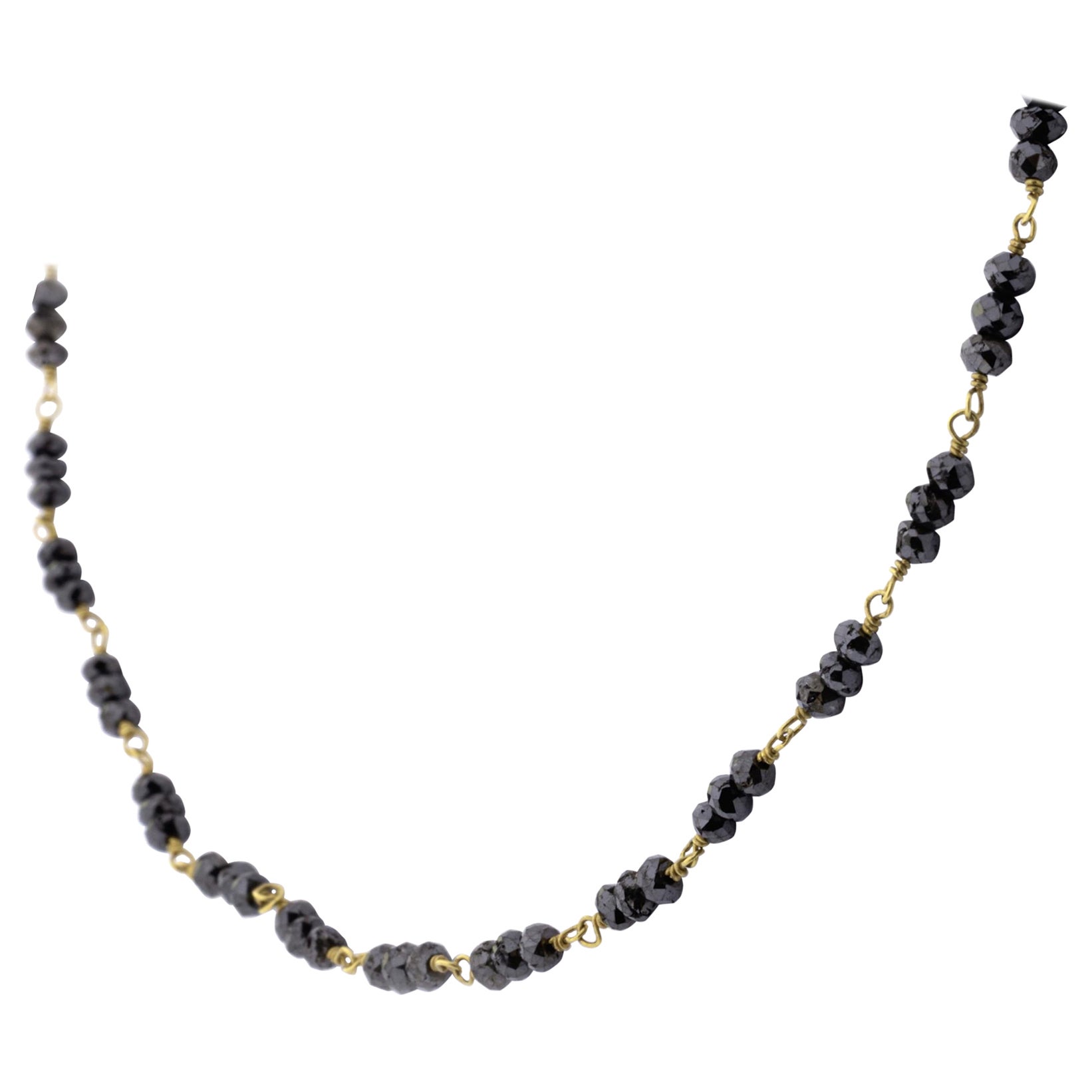 Black Diamond 18 Karat Yellow Gold Long Necklace
