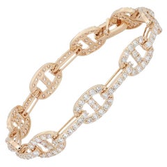 Elizabeth Fine Jewelry 5.00 Carat Diamond Chain Link Bracelet 18K Yellow Gold