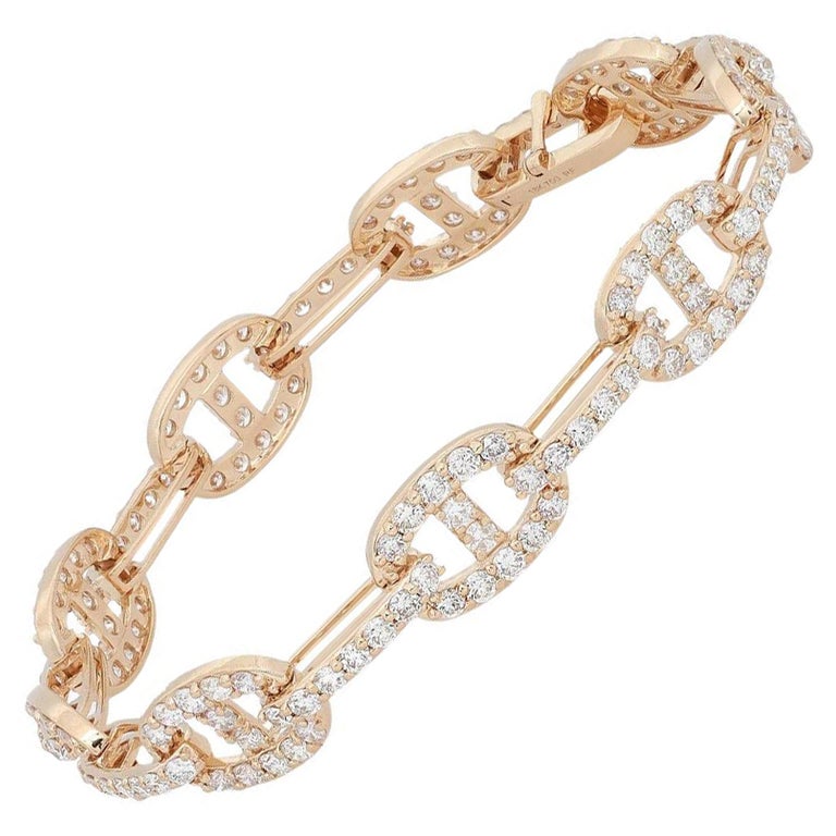 Elizabeth Fine Jewelry 5.00 Carat Diamond Chain Link Bracelet 18k