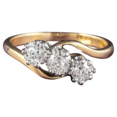Vintage Edwardian Diamond Trilogy Twist Ring in 0.90ct Total