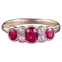 Antique Victorian Ruby Diamond Ring in 0.85ct Ruby