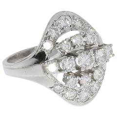 1.42 Carats Diamonds Gold Cluster Ring 10