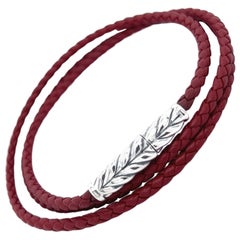 David Yurman Estate Chevron Leather Bracelet Silver