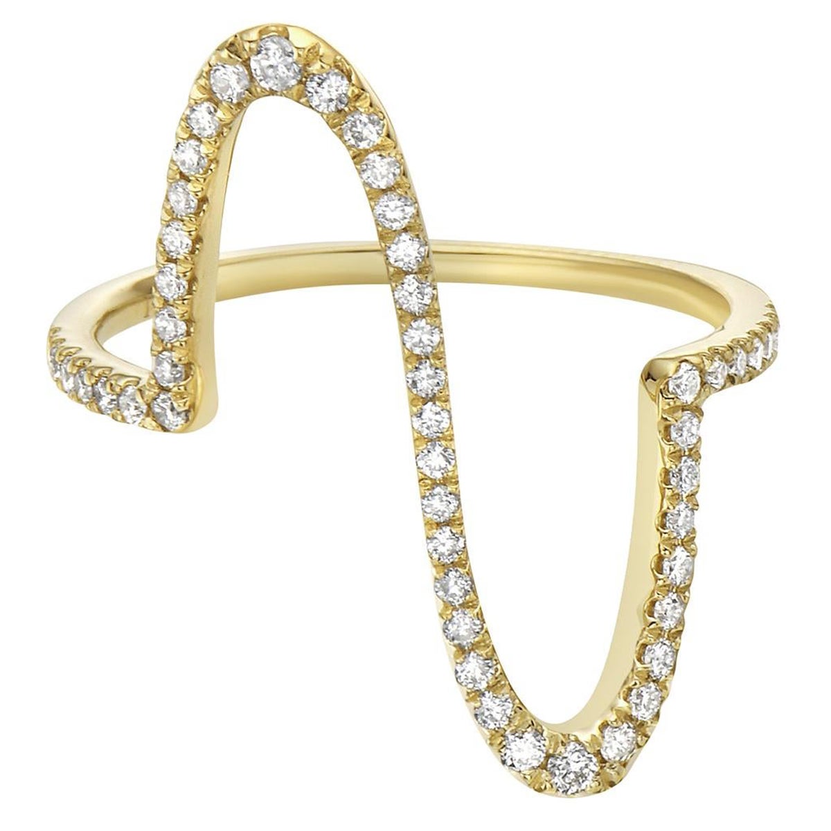 Yellow Gold Diamond Heartbeat Ring For Sale