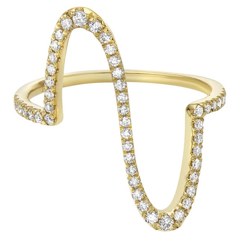Dainty 10k Yellow Gold Lifeline Pulse Heartbeat Ring – Elegant EKG Design Band, Size 9, Handcrafted In USA