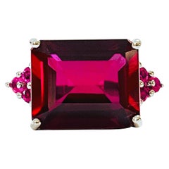 New African If 8.2 Carat Raspberry Tourmaline & Red Ruby Sterling Ring