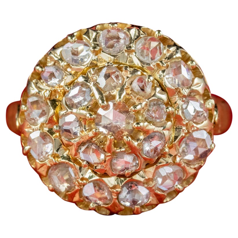 Bague grappe victorienne ancienne en diamants taille rose de 2,50 carats