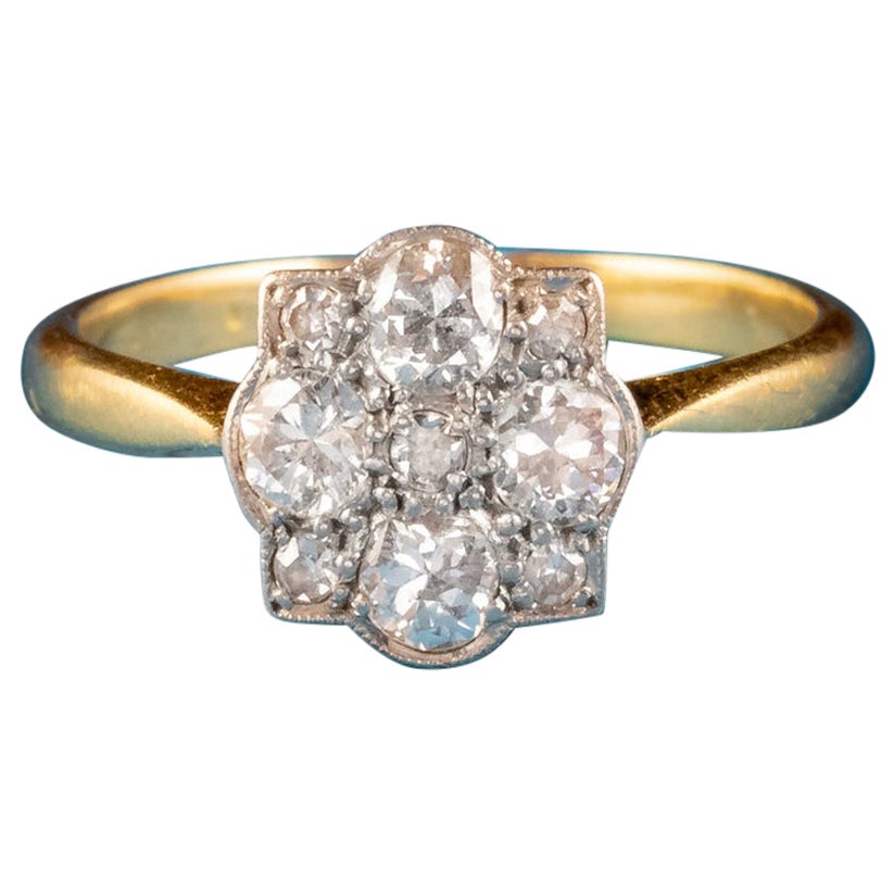 Antiker edwardianischer Diamant-Cluster-Ring mit 0,50 Karat Diamanten