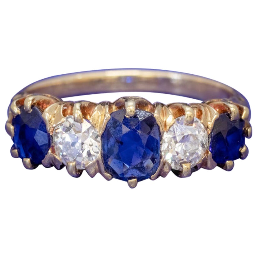 Antique Edwardian Sapphire Diamond Ring in 1.20 Carat Sapphire