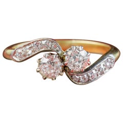 Vintage Edwardian Diamond Toi Et Moi Twist Ring 0.66ct Of Diamond