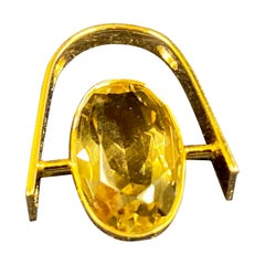 14 Karat Gold Eero Rislakki Stone Necklace Made in Finland 1959 Smoky Quarts