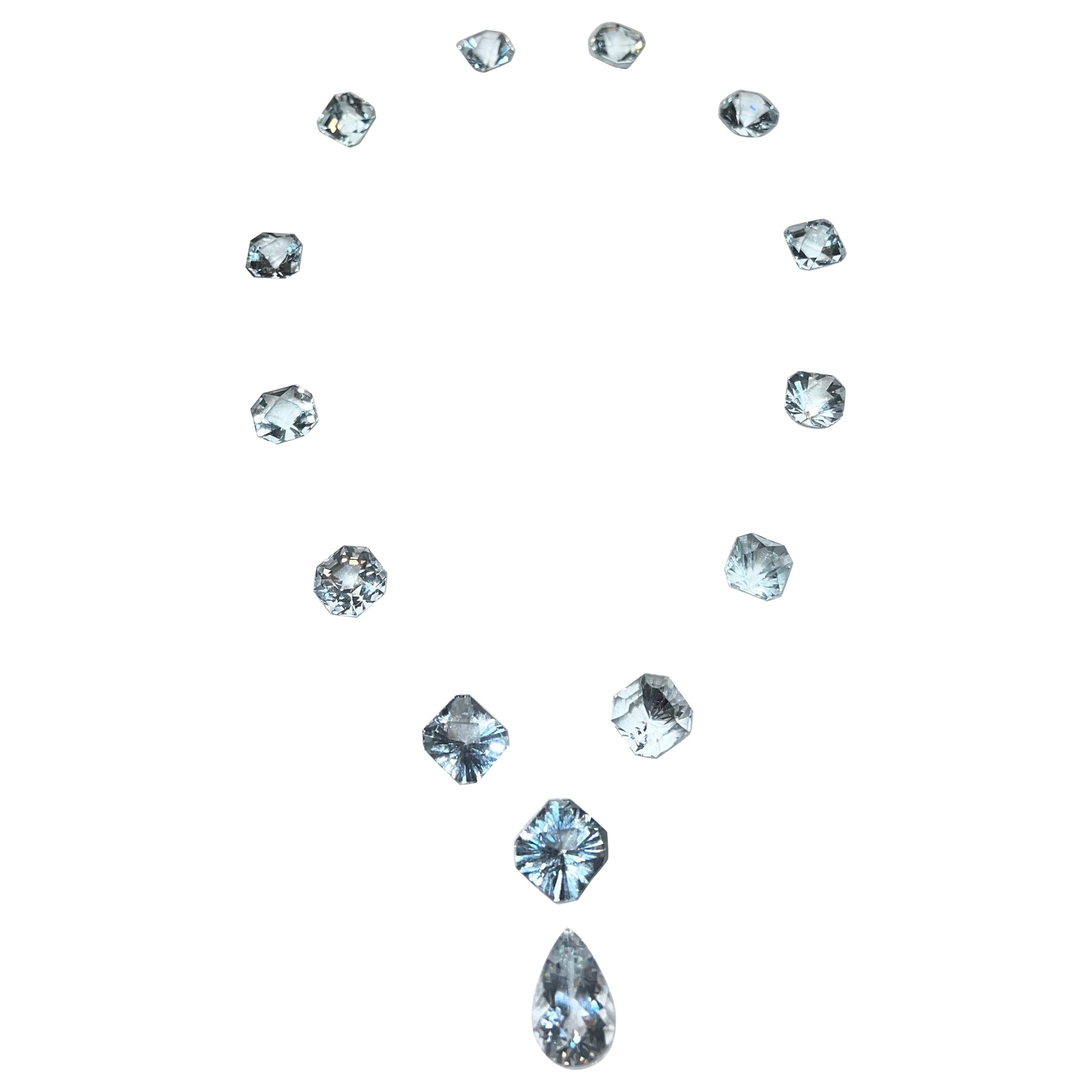 140 Carat Light Ice Blue Beryl Aquamarine Gemstone Suite for Making a Necklace