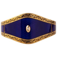 19th Century Gold Enamel and Diamond Bangle