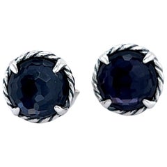 David Yurman Clous d'oreilles en argent orchidée noire « Petite Chantelaine »