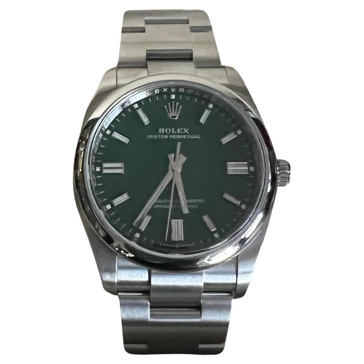 Rolex Oyster Perpetual Green Dial Steel 36mm Watch 126000 Full Set 2023 Unworn For Sale