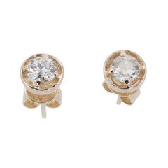 Luxurious 18k Yellow Gold Stud Earrings with 0.40 Ct Natural Diamonds