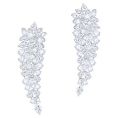 Boucles d'oreilles pendantes Harakh en diamants brillants et taille rose de 18 carats certifiés GIA