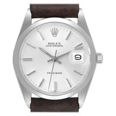 Rolex OysterDate Precision Silver Dial Vintage Steel Mens Watch 6694