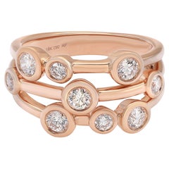 Rachel Koen Bezel Set Round Cut Diamond Fancy Ring 18k Rose Gold 0.68cttw