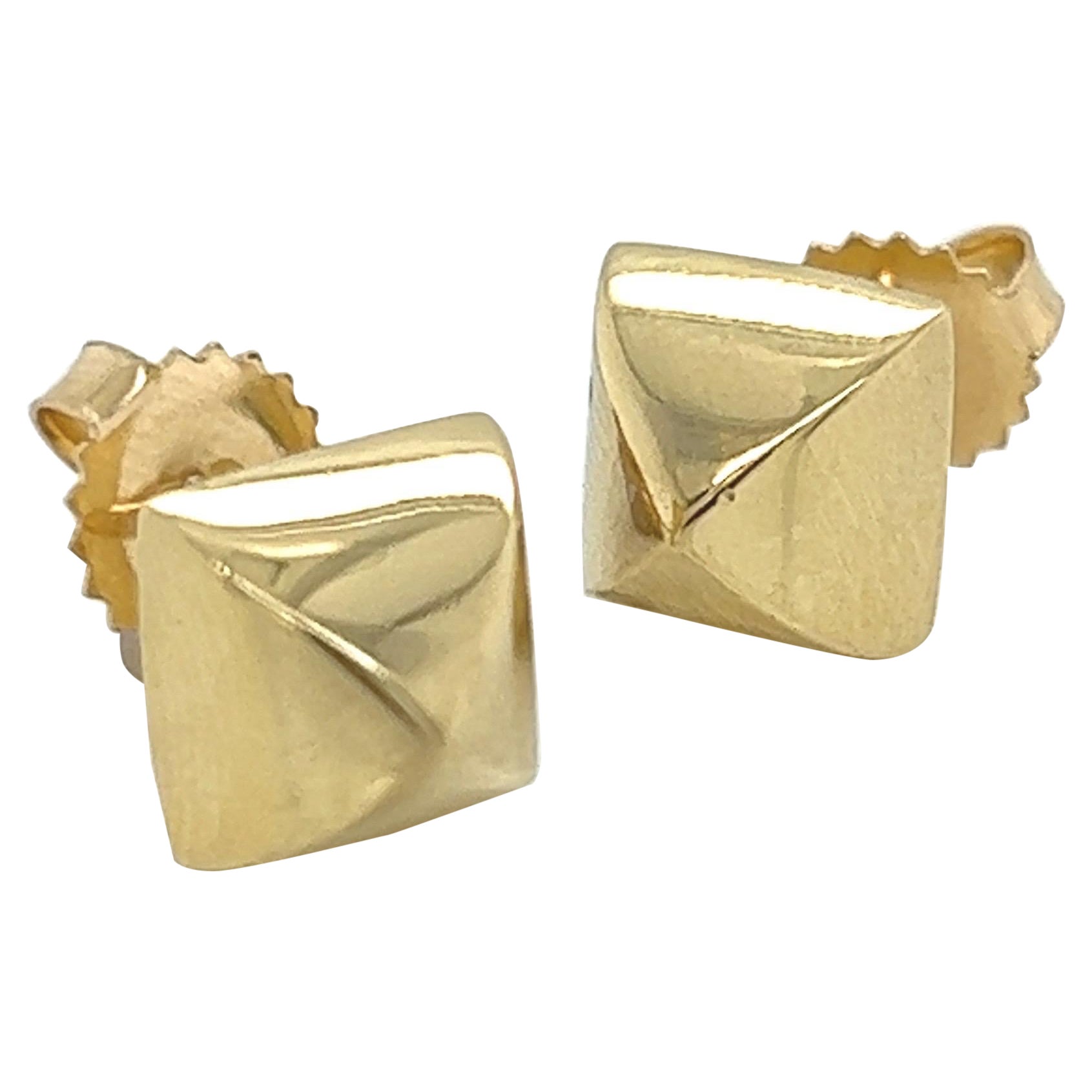 18k Yellow Gold Studded Stud Earrings For Sale
