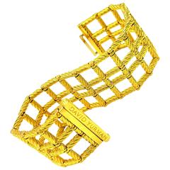 Vintage Perfection 1980
s David Yurman Wide Rope Cable Textured Gold Statement Bracelet