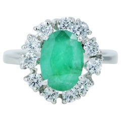 Natural 2.15 Carat Emerald Halo Ring