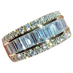 Retro Half Wedding Ring in 18 Carat Gold Set with Baguette and Brilliant Cut Diamonds