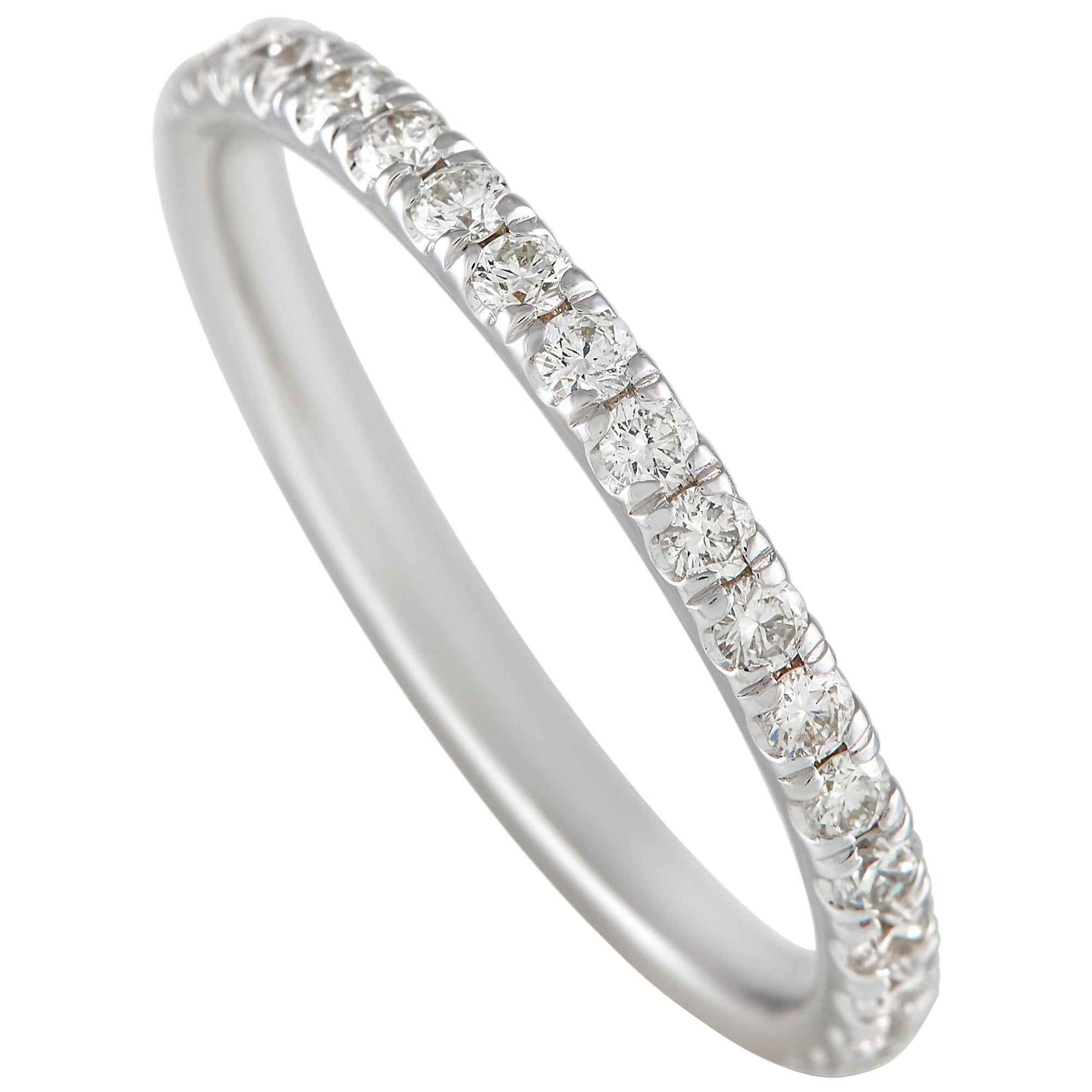 LB Exclusive 14K White Gold 0.79ct Diamond Eternity Band Ring For Sale
