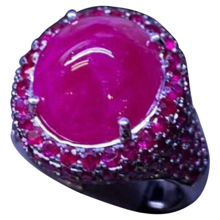 Certificado AIG 10 Quilates  Anillo de oro de 18 quilates con rubí de Birmania natural en venta