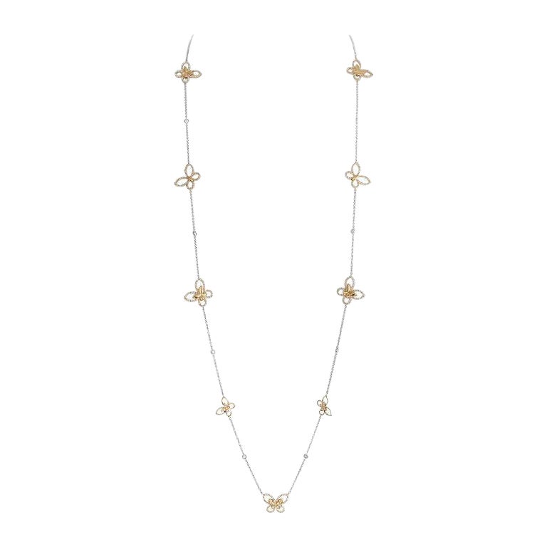 LB Exclusive 18k White and Yellow Gold 5.0ct Diamond Long Butterfly Necklace