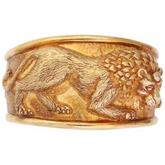 Vintage Diamond Gold Lion Cuff