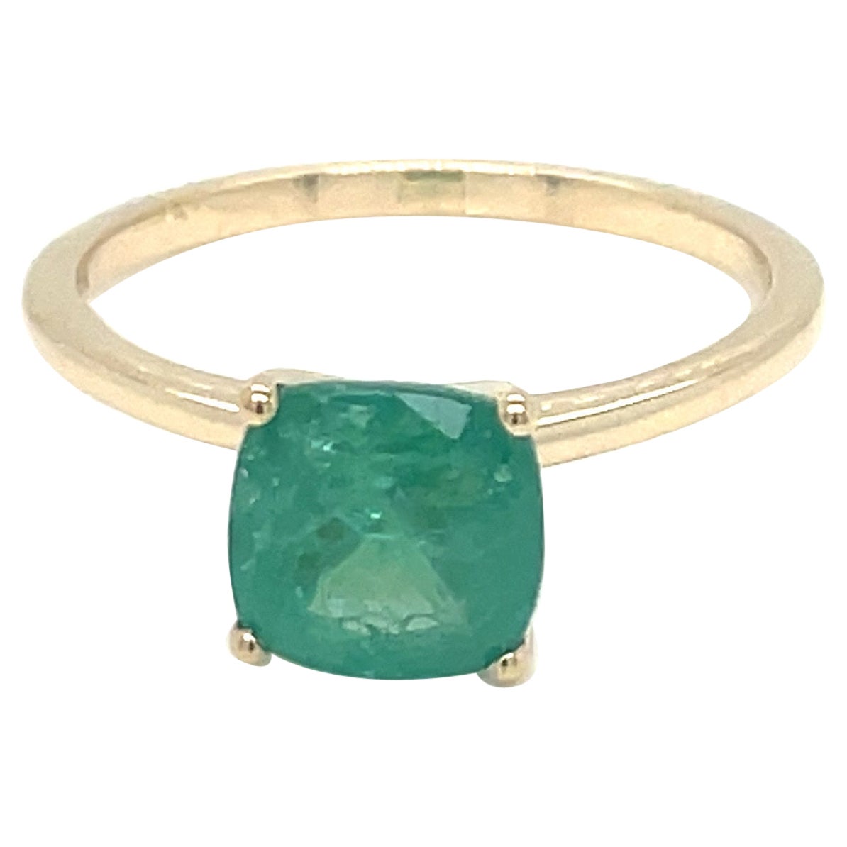 1.25 Carat Round Emerald Ring in 10k Yellow Gold For Sale at 1stDibs