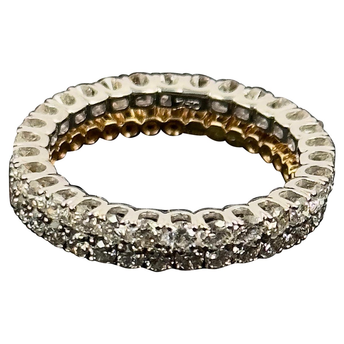 A couple of diamonds set in a couple of eternity style bands! Natural diamonds set in both white and yellow gold, the simple design is the best way to accessorize for a classy look! Round white diamonds are hand picked from a bigger parcel, then