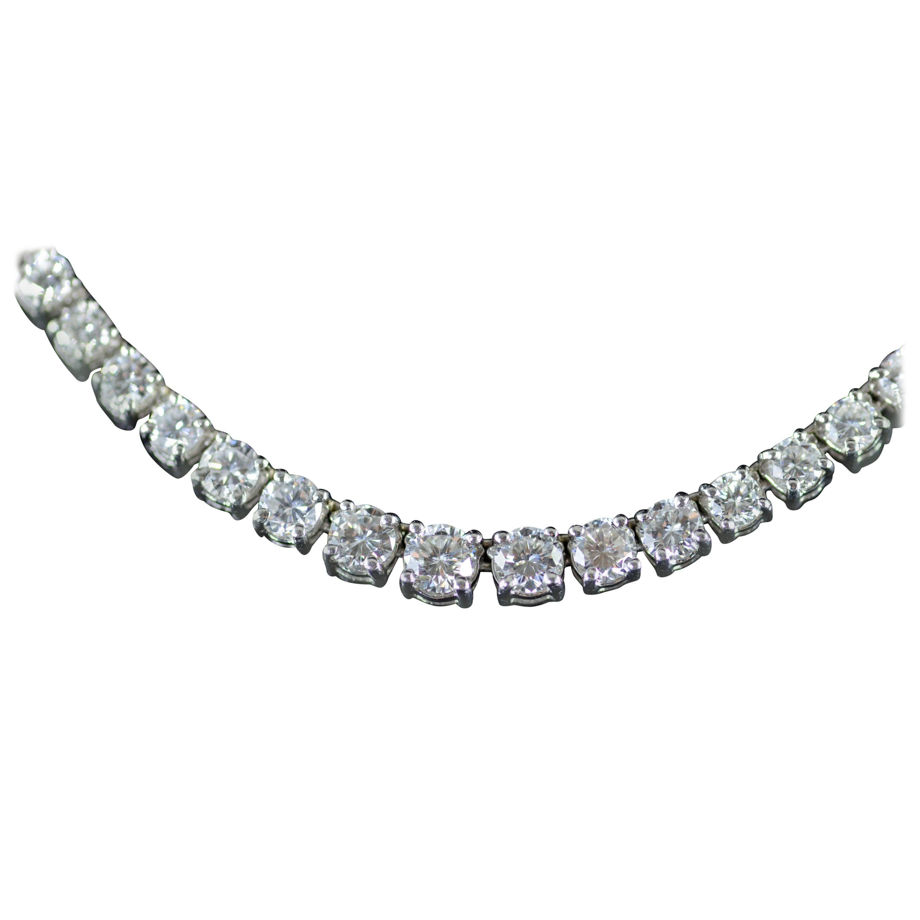 15 Carats Diamonds Platinum Necklace  For Sale
