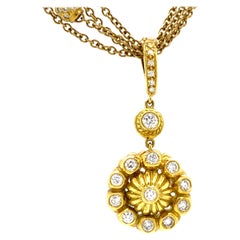 Doris Panos Diamond 3-Row Necklace Enhancer Pendant 18k Yellow Gold