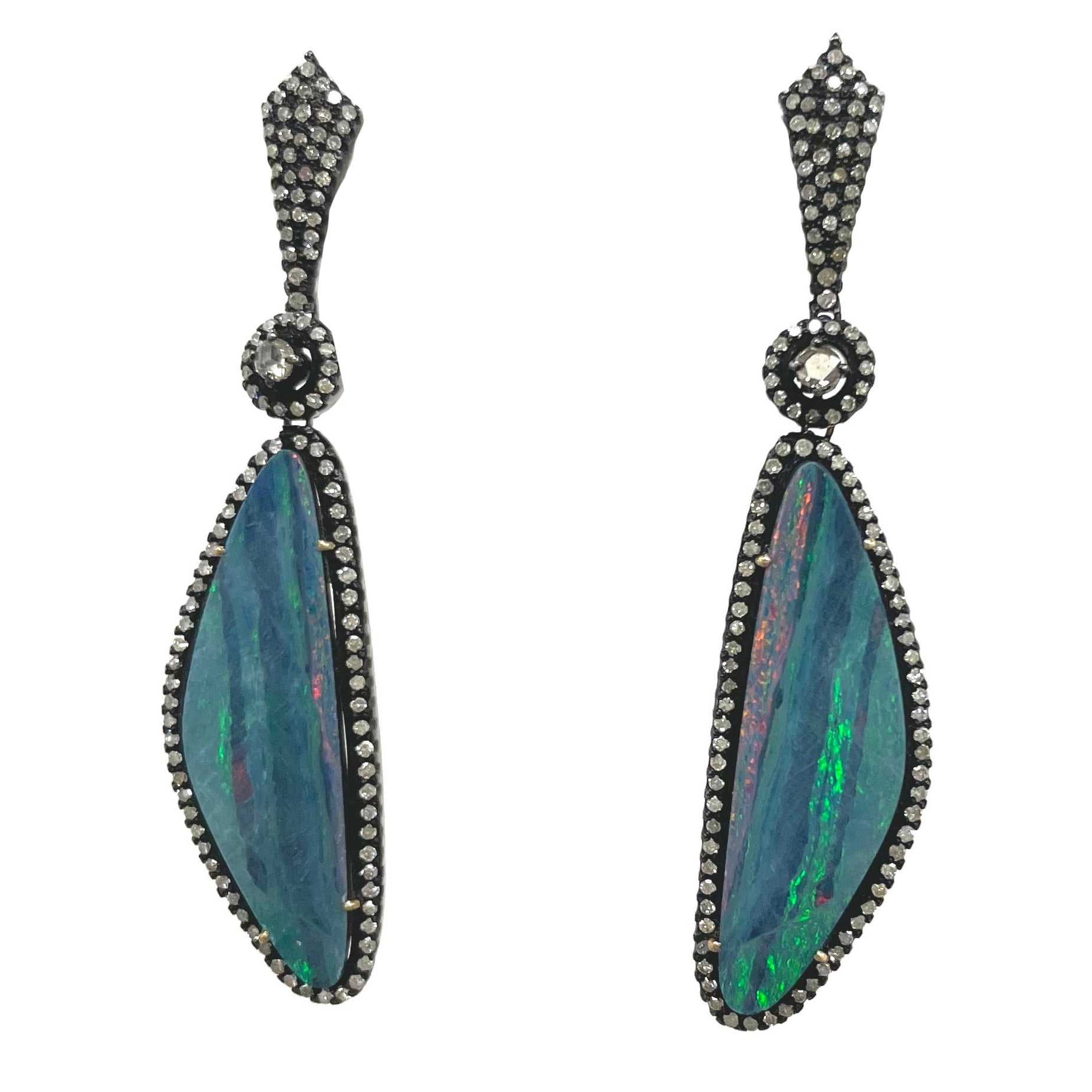 Australian Black Opal Onyx Earrings Pendant Made for Jessye Norman ...