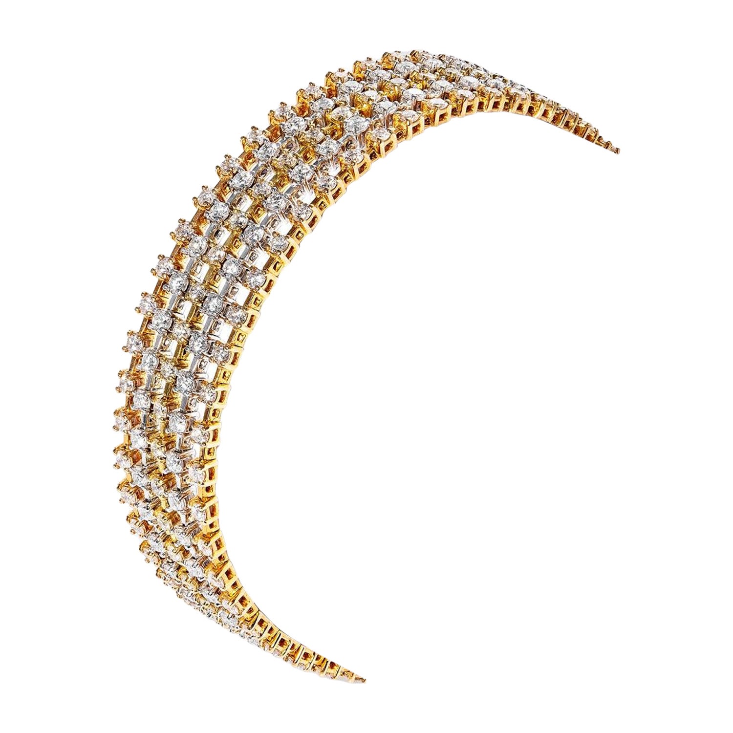 7 Carat Round Brilliant 5 Strand Diamond Bracelet Certified For Sale