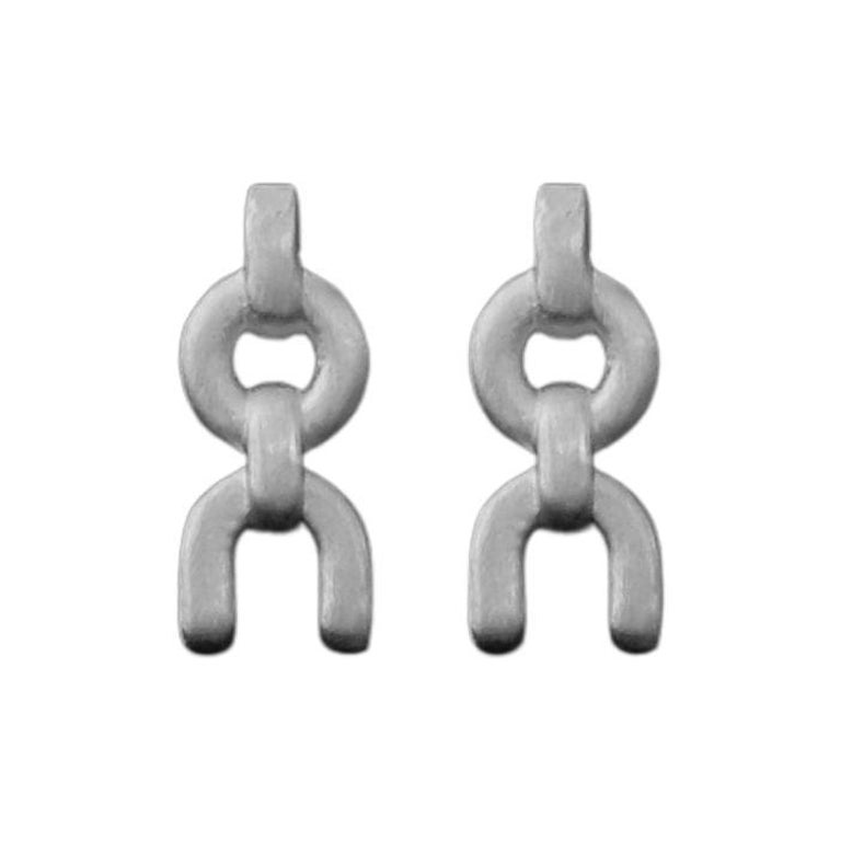 14 Karat White Gold Solid Equestrian Chain Link Stud Earrings For Sale