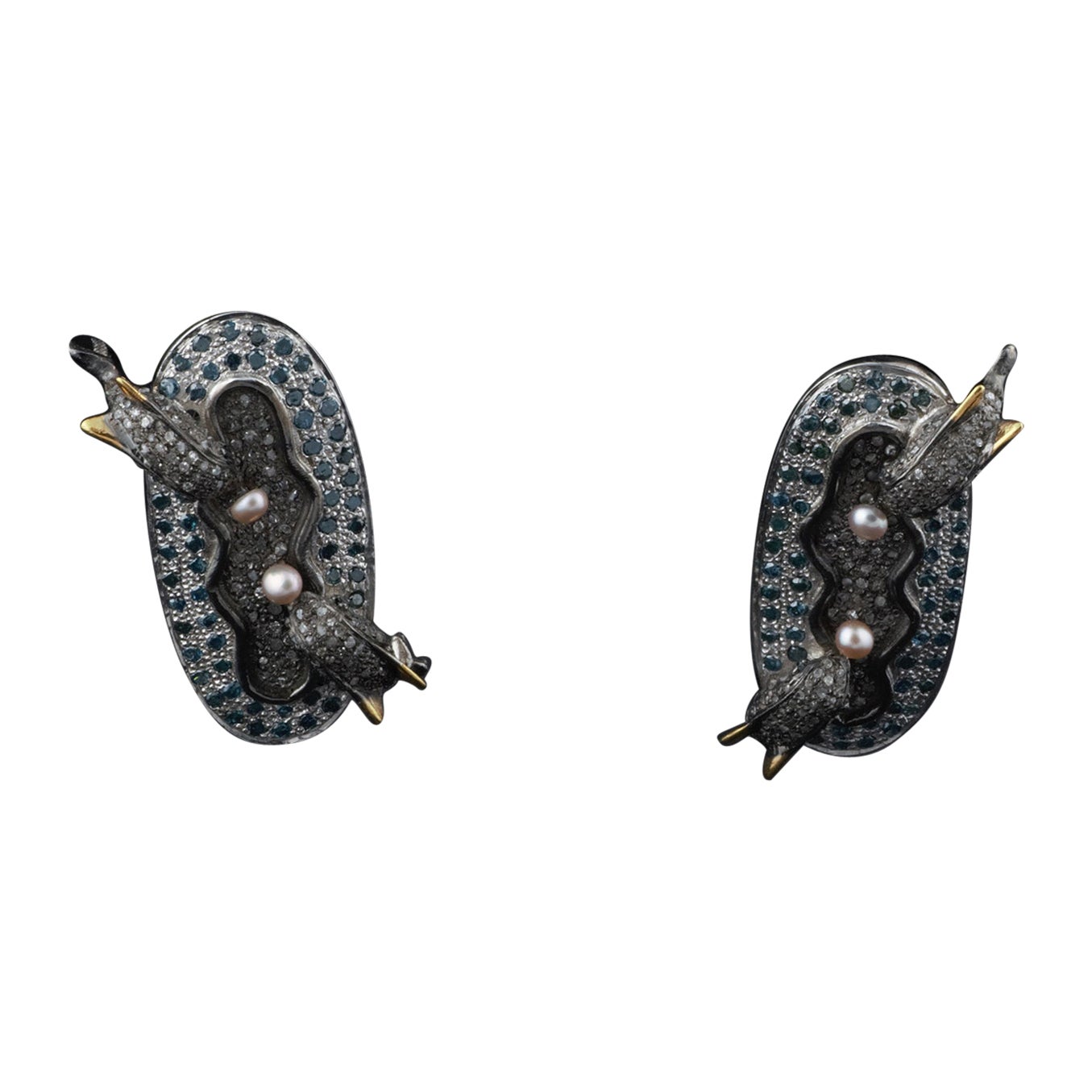 Classic Vintage Silver Diamond Pearl Earrings, Antique Victorian Dangle Earrings For Sale