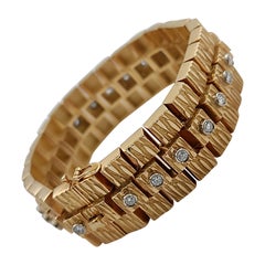 Bracelet en or jaune 18 carats et diamants de 1,30 carat, grammes 65,96