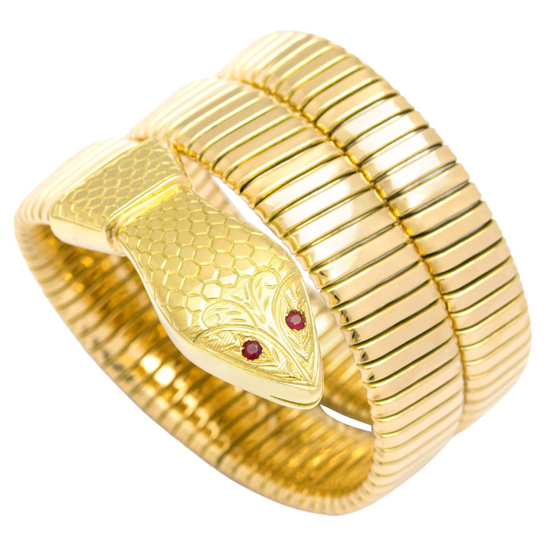 Serpenti Tubogas Snake Yellow Gold 18k Bracelet For Sale